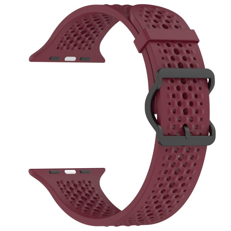 For Apple Watch 46mm / 49mm / 45mm / 44mm Breathable Holes Silicone Watch Band(Burgundy) - Mega Discount Store LebanonLebanon
