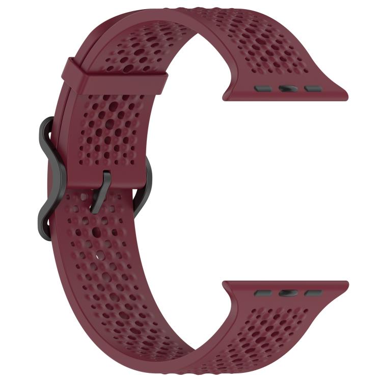 For Apple Watch 46mm / 49mm / 45mm / 44mm Breathable Holes Silicone Watch Band(Burgundy) - Mega Discount Store LebanonLebanon