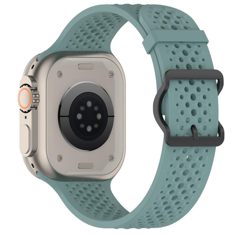 For Apple Watch 46mm / 49mm / 45mm / 44mm Breathable Holes Silicone Watch Band(Olive Green) - Mega Discount Store LebanonLebanon