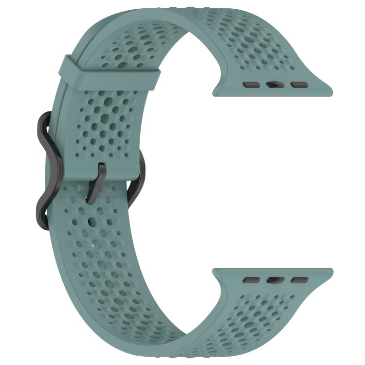For Apple Watch 46mm / 49mm / 45mm / 44mm Breathable Holes Silicone Watch Band(Olive Green) - Mega Discount Store LebanonLebanon