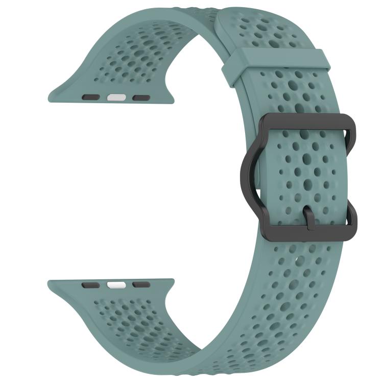 For Apple Watch 46mm / 49mm / 45mm / 44mm Breathable Holes Silicone Watch Band(Olive Green) - Mega Discount Store LebanonLebanon