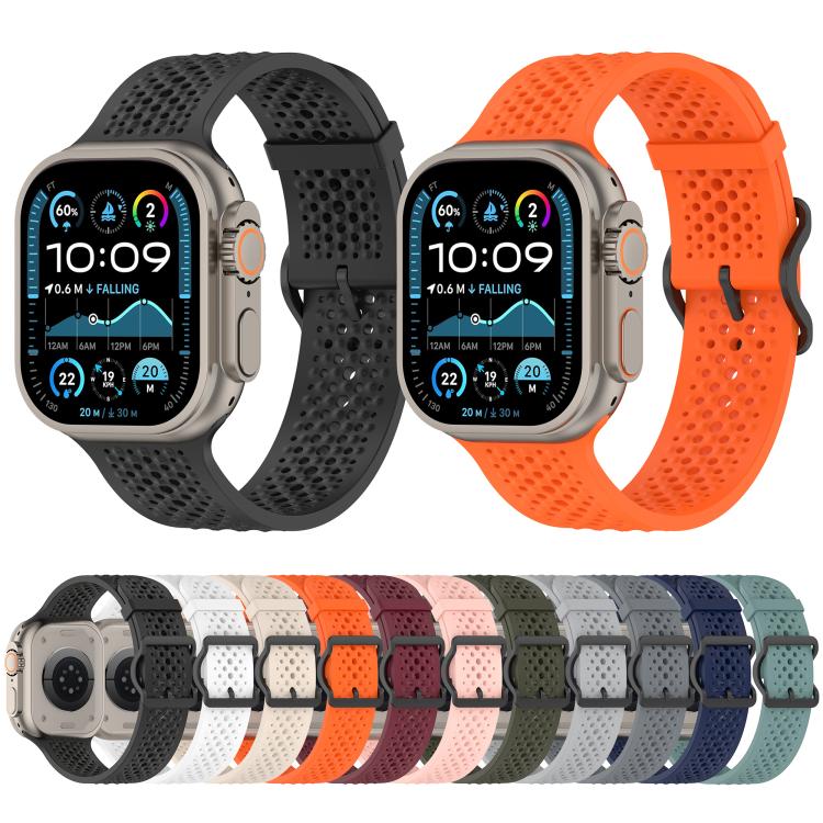 For Apple Watch 46mm / 49mm / 45mm / 44mm Breathable Holes Silicone Watch Band(Orange) - Mega Discount Store LebanonLebanon