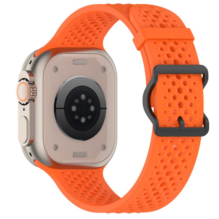 For Apple Watch 46mm / 49mm / 45mm / 44mm Breathable Holes Silicone Watch Band(Orange) - Mega Discount Store LebanonLebanon