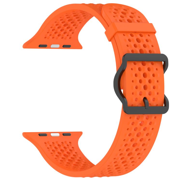 For Apple Watch 46mm / 49mm / 45mm / 44mm Breathable Holes Silicone Watch Band(Orange) - Mega Discount Store LebanonLebanon
