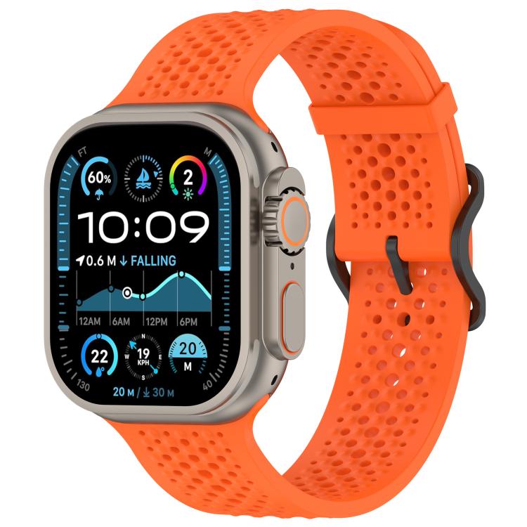 For Apple Watch 46mm / 49mm / 45mm / 44mm Breathable Holes Silicone Watch Band(Orange) - Mega Discount Store LebanonLebanon