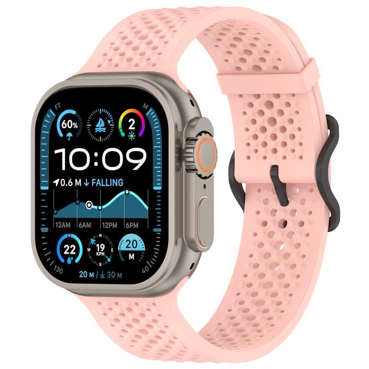 For Apple Watch 46mm / 49mm / 45mm / 44mm Breathable Holes Silicone Watch Band(Pink) - Mega Discount Store LebanonLebanon