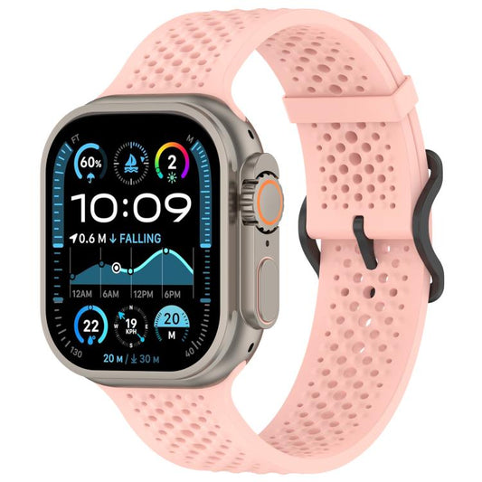For Apple Watch 46mm / 49mm / 45mm / 44mm Breathable Holes Silicone Watch Band(Pink) - Mega Discount Store LebanonLebanon