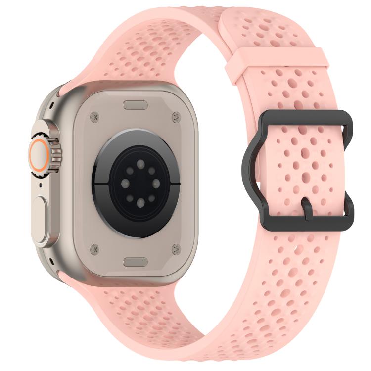 For Apple Watch 46mm / 49mm / 45mm / 44mm Breathable Holes Silicone Watch Band(Pink) - Mega Discount Store LebanonLebanon