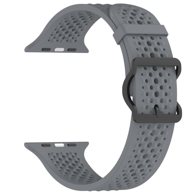For Apple Watch 46mm / 49mm / 45mm / 44mm Breathable Holes Silicone Watch Band(Space Gray) - Mega Discount Store LebanonLebanon