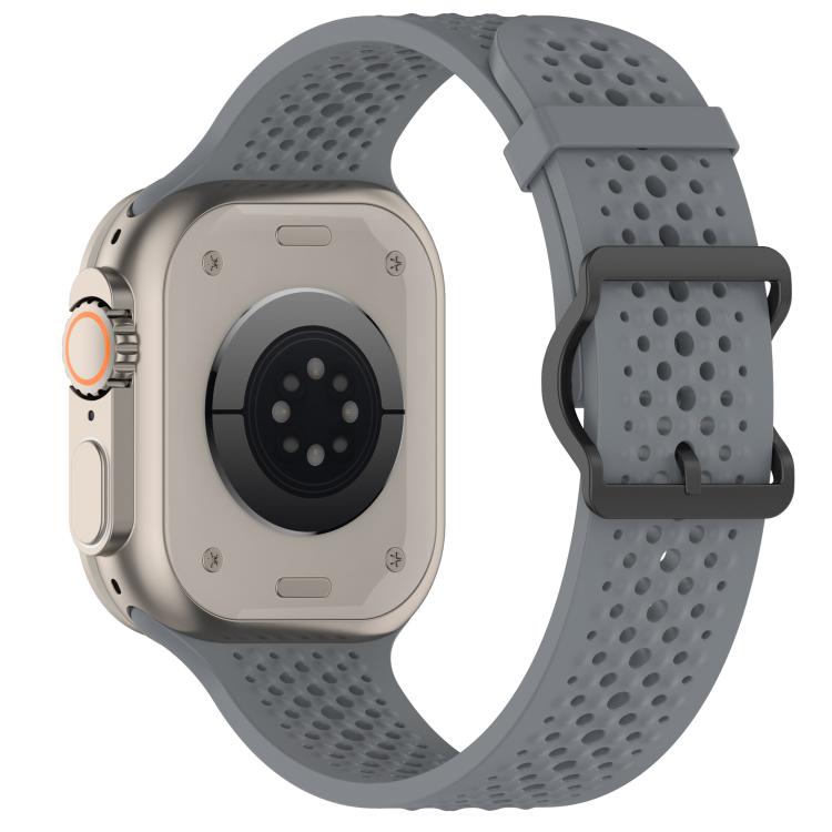 For Apple Watch 46mm / 49mm / 45mm / 44mm Breathable Holes Silicone Watch Band(Space Gray) - Mega Discount Store LebanonLebanon