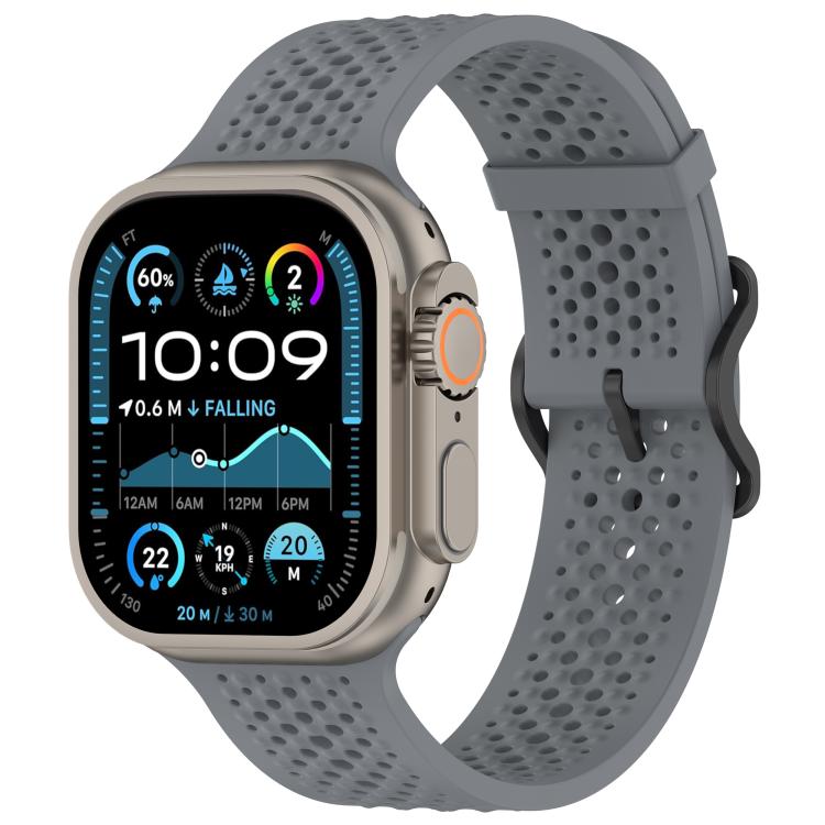 For Apple Watch 46mm / 49mm / 45mm / 44mm Breathable Holes Silicone Watch Band(Space Gray) - Mega Discount Store LebanonLebanon