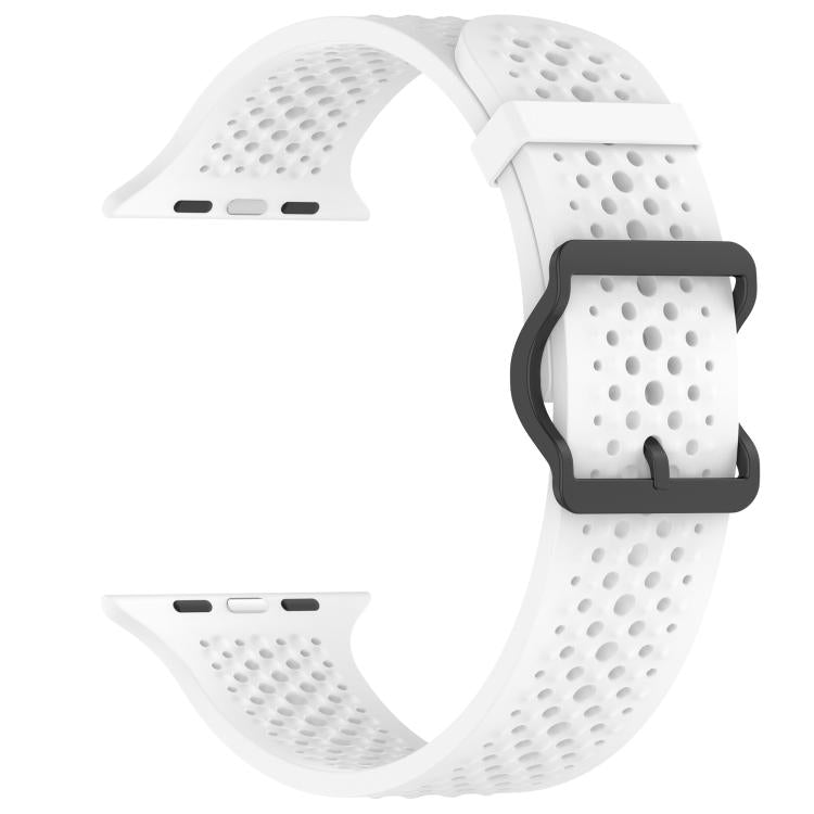 For Apple Watch 46mm / 49mm / 45mm / 44mm Breathable Holes Silicone Watch Band(White) - Mega Discount Store LebanonLebanon