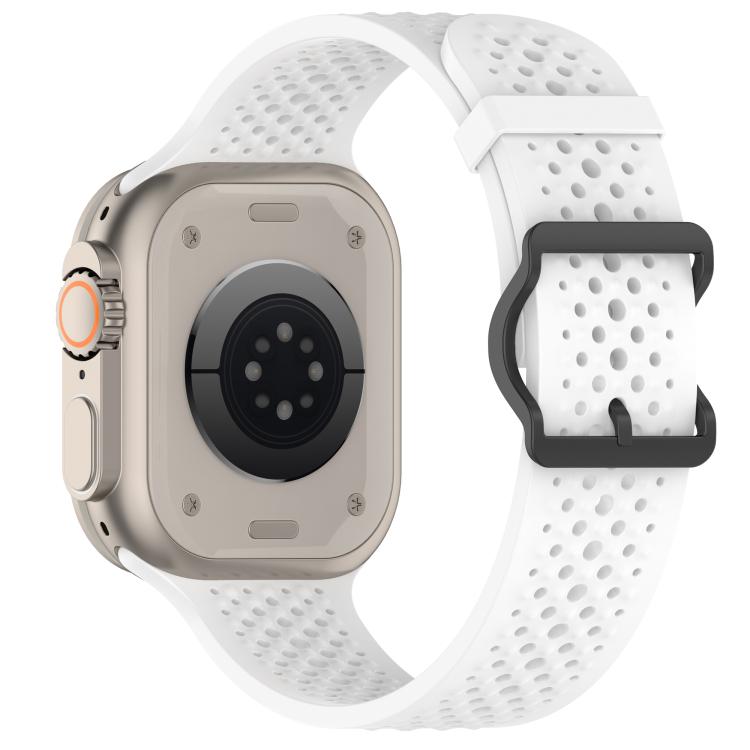 For Apple Watch 46mm / 49mm / 45mm / 44mm Breathable Holes Silicone Watch Band(White) - Mega Discount Store LebanonLebanon