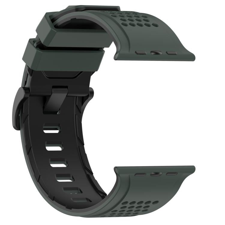 For Apple Watch 46mm / 49mm / 45mm / 44mm Check Design Breathable Silicone Watch Band(Army Green Black) - Mega Discount Store LebanonLebanon