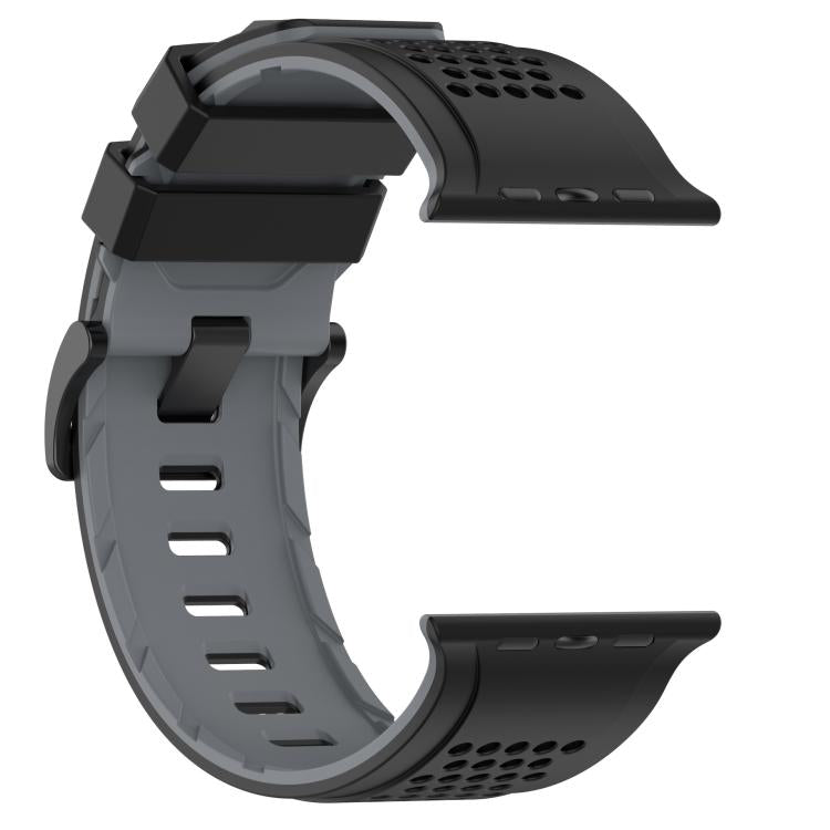 For Apple Watch 46mm / 49mm / 45mm / 44mm Check Design Breathable Silicone Watch Band(Black Gray) - Mega Discount Store LebanonLebanon
