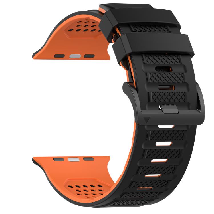 For Apple Watch 46mm / 49mm / 45mm / 44mm Check Design Breathable Silicone Watch Band(Black Orange) - Mega Discount Store LebanonLebanon