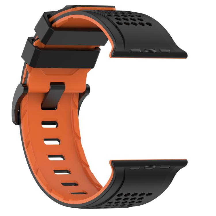 For Apple Watch 46mm / 49mm / 45mm / 44mm Check Design Breathable Silicone Watch Band(Black Orange) - Mega Discount Store LebanonLebanon