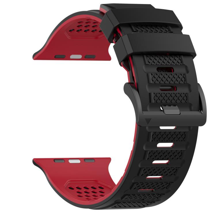 For Apple Watch 46mm / 49mm / 45mm / 44mm Check Design Breathable Silicone Watch Band(Black Red) - Mega Discount Store LebanonLebanon