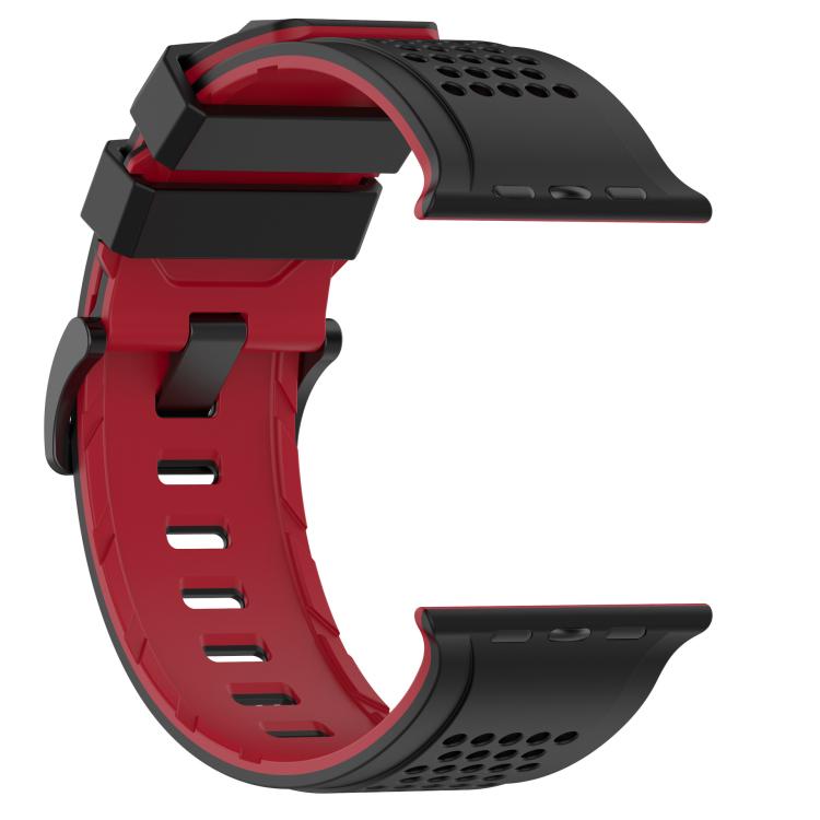For Apple Watch 46mm / 49mm / 45mm / 44mm Check Design Breathable Silicone Watch Band(Black Red) - Mega Discount Store LebanonLebanon