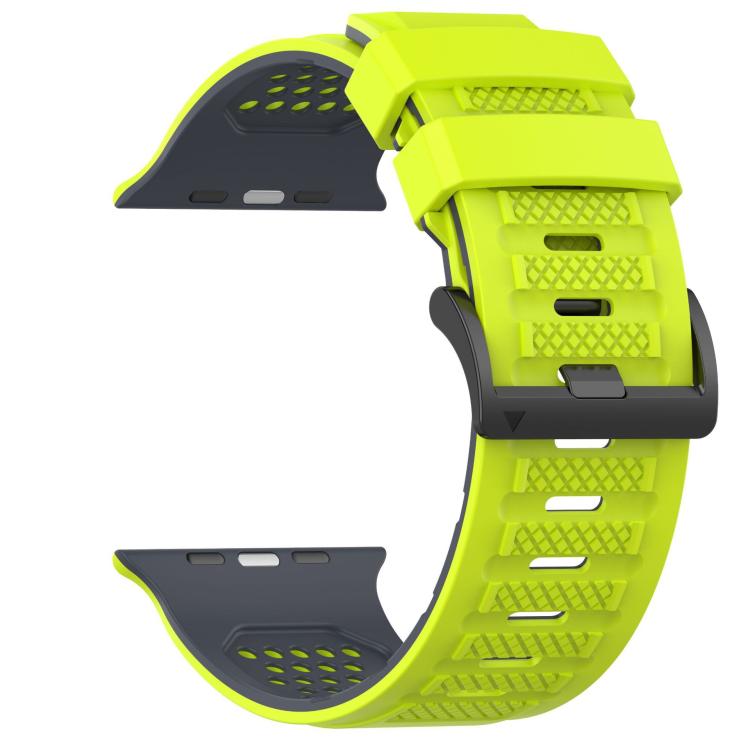 For Apple Watch 46mm / 49mm / 45mm / 44mm Check Design Breathable Silicone Watch Band(Lime Gray) - Mega Discount Store LebanonLebanon