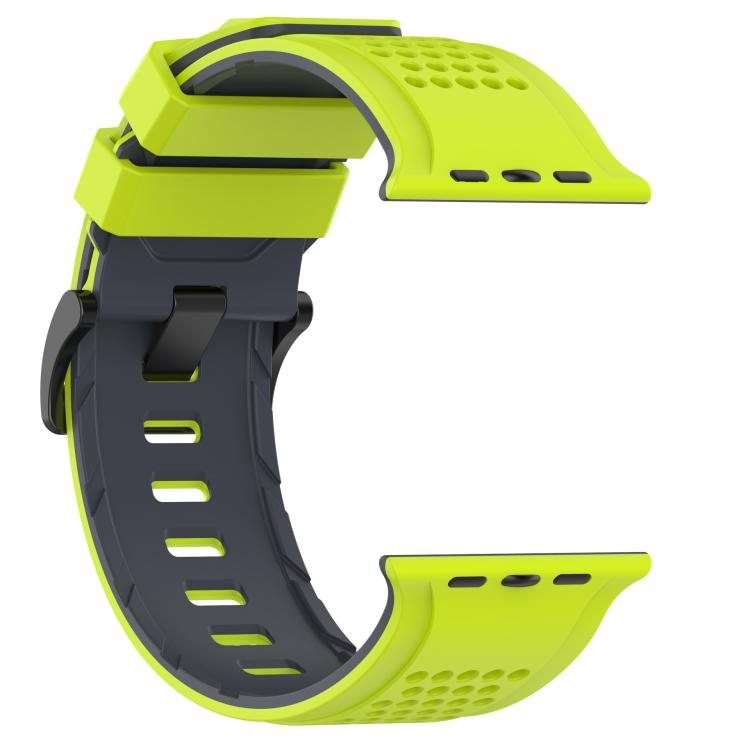 For Apple Watch 46mm / 49mm / 45mm / 44mm Check Design Breathable Silicone Watch Band(Lime Gray) - Mega Discount Store LebanonLebanon