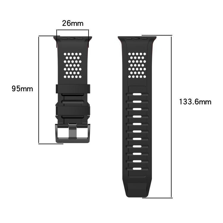 For Apple Watch 46mm / 49mm / 45mm / 44mm Check Design Breathable Silicone Watch Band(Space Gray Orange) - Mega Discount Store LebanonLebanon