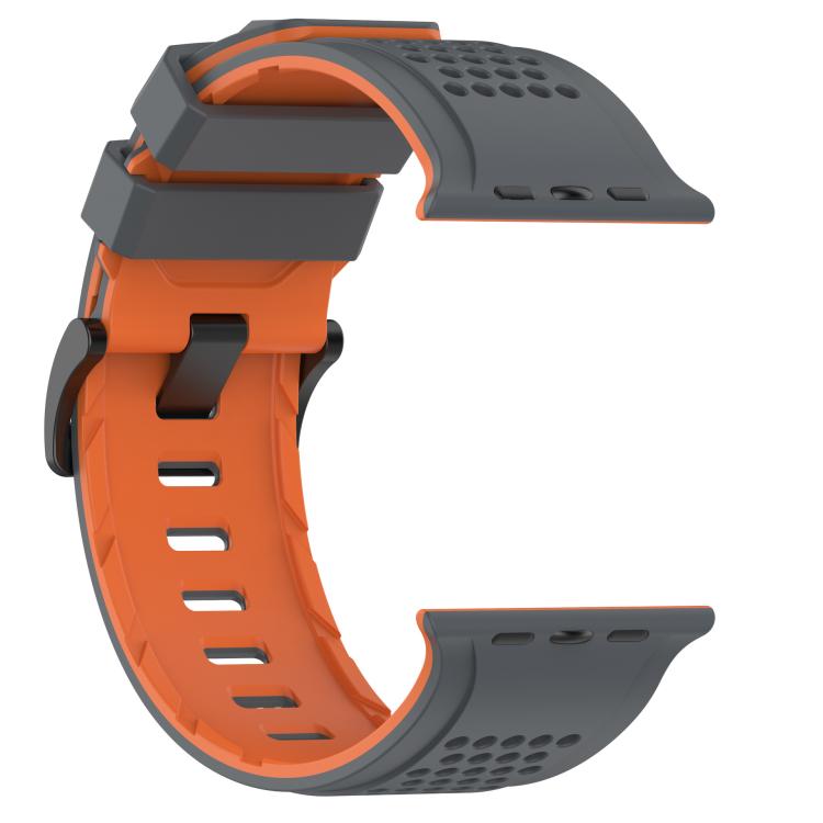 For Apple Watch 46mm / 49mm / 45mm / 44mm Check Design Breathable Silicone Watch Band(Space Gray Orange) - Mega Discount Store LebanonLebanon