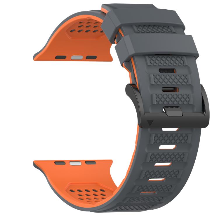 For Apple Watch 46mm / 49mm / 45mm / 44mm Check Design Breathable Silicone Watch Band(Space Gray Orange) - Mega Discount Store LebanonLebanon