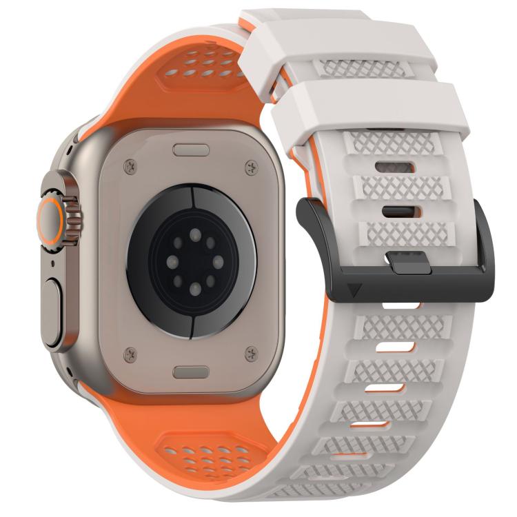For Apple Watch 46mm / 49mm / 45mm / 44mm Check Design Breathable Silicone Watch Band(Starlight Orange) - Mega Discount Store LebanonLebanon