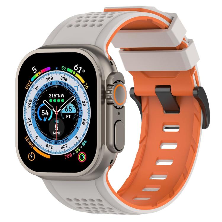 For Apple Watch 46mm / 49mm / 45mm / 44mm Check Design Breathable Silicone Watch Band(Starlight Orange) - Mega Discount Store LebanonLebanon