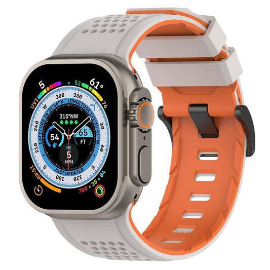 For Apple Watch 46mm / 49mm / 45mm / 44mm Check Design Breathable Silicone Watch Band(Starlight Orange) - Mega Discount Store LebanonLebanon