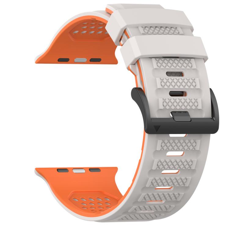 For Apple Watch 46mm / 49mm / 45mm / 44mm Check Design Breathable Silicone Watch Band(Starlight Orange) - Mega Discount Store LebanonLebanon