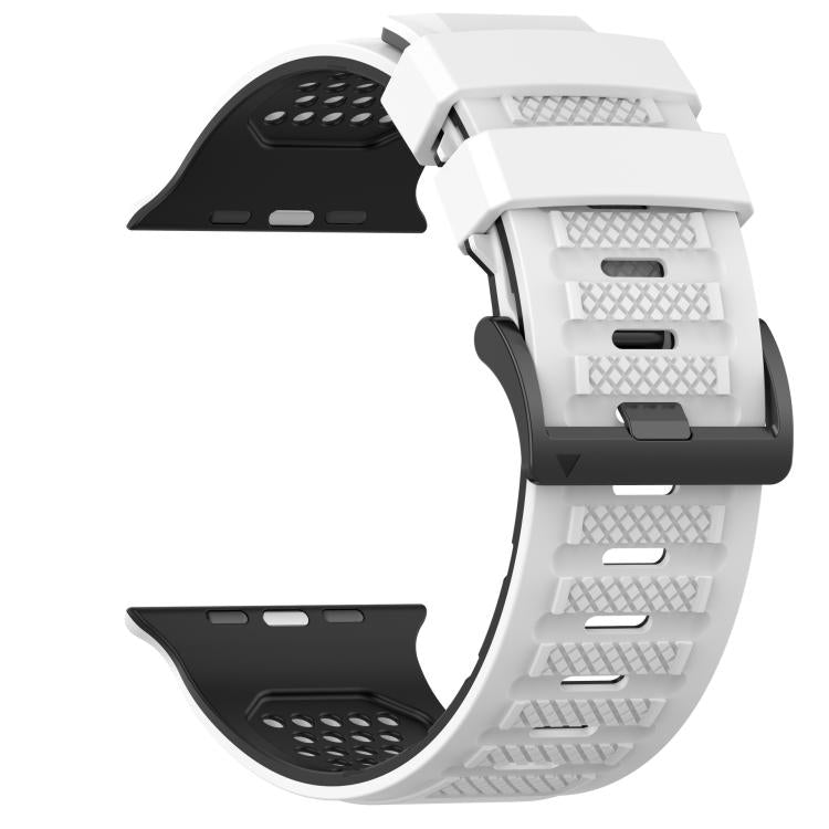 For Apple Watch 46mm / 49mm / 45mm / 44mm Check Design Breathable Silicone Watch Band(White Black) - Mega Discount Store LebanonLebanon
