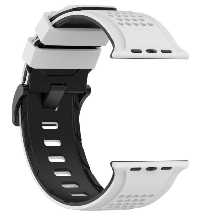 For Apple Watch 46mm / 49mm / 45mm / 44mm Check Design Breathable Silicone Watch Band(White Black) - Mega Discount Store LebanonLebanon