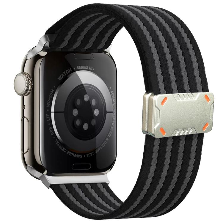 For Apple Watch 46mm / 49mm / 45mm / 44mm Mecha Armor Magnetic Buckle Nylon Watch Band(Black) - Mega Discount Store LebanonLebanon