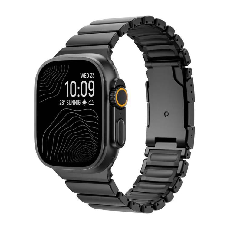 For Apple Watch 46mm/ 49mm / 45mm / 44mm Turtle Buckle Dual - Color Titanium Metal Silicone Watch Band(Black Black) - Mega Discount Store LebanonLebanon