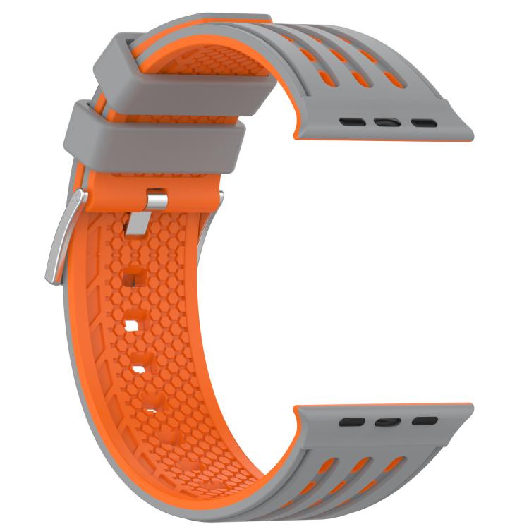 For Apple Watch 46mm/ 49mm / 45mm / 44mm Vertical Holes Dual - Color Breathable Silicone Watch Band(Gray Orange) - Mega Discount Store LebanonLebanon