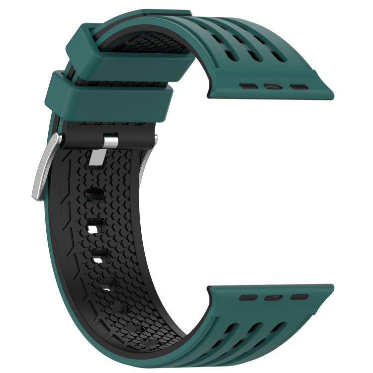 For Apple Watch 46mm/ 49mm / 45mm / 44mm Vertical Holes Dual - Color Breathable Silicone Watch Band(Green Pine Needles) - Mega Discount Store LebanonLebanon