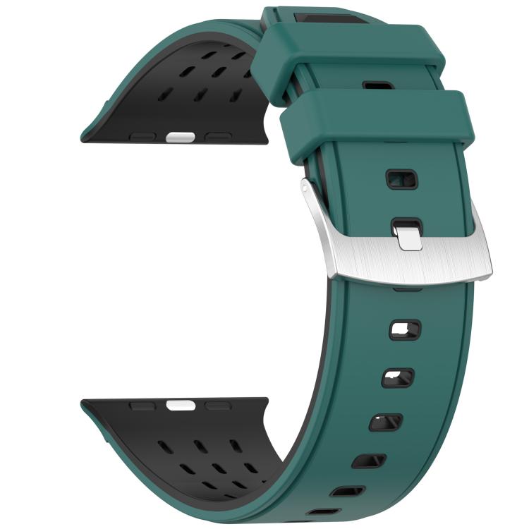 For Apple Watch 46mm/ 49mm / 45mm / 44mm Vertical Holes Dual - Color Breathable Silicone Watch Band(Green Pine Needles) - Mega Discount Store LebanonLebanon