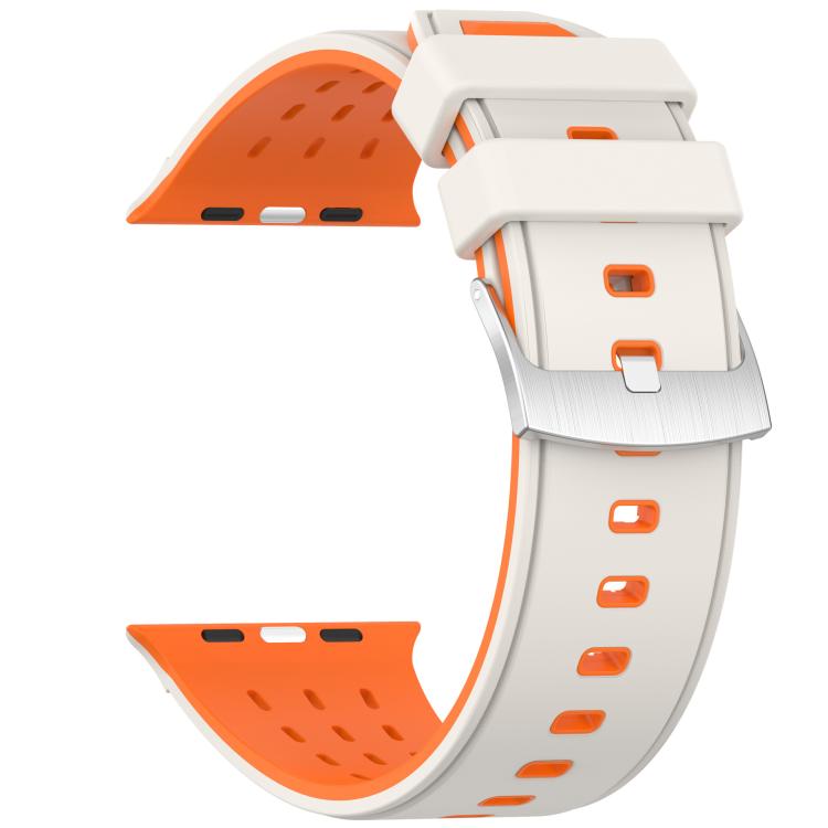 For Apple Watch 46mm/ 49mm / 45mm / 44mm Vertical Holes Dual - Color Breathable Silicone Watch Band(Starlight Orange) - Mega Discount Store LebanonLebanon