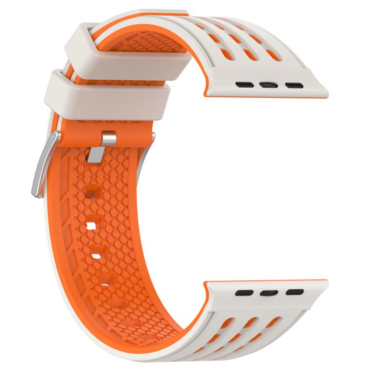 For Apple Watch 46mm/ 49mm / 45mm / 44mm Vertical Holes Dual - Color Breathable Silicone Watch Band(Starlight Orange) - Mega Discount Store LebanonLebanon