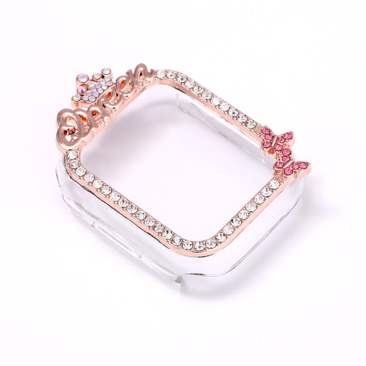 For Apple Watch Series 10 / 11 42mm Crown - style Single Diamond Hollow PC Watch Shell(Golden) - Mega Discount Store LebanonLebanon