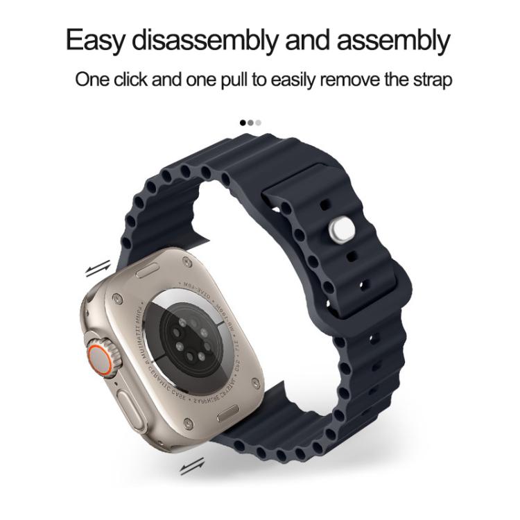For Apple Watch Series 41mm Butterfly Buckle Ocean Silicone Watch Band with Film Integrated PC Case(Starlight) - Mega Discount Store LebanonLebanon