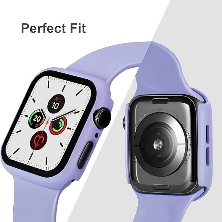 For Apple Watch Series 45mm Pin Buckle Silicone Watch Band with Film Integrated PC Case(Pink) - Mega Discount Store LebanonLebanon