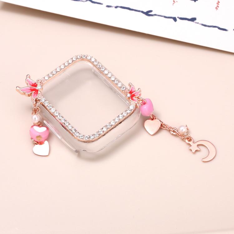 For Apple Watch Series 6 / 5 / 4 & SE 40mm Tassel Butterfly Single Diamond Hollow PC Watch Shell(Rose Gold) - Mega Discount Store LebanonLebanon
