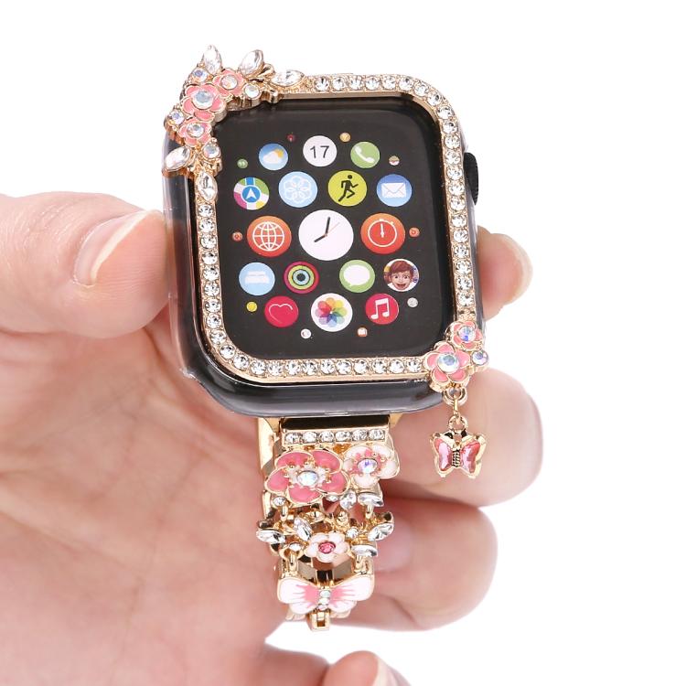 For Apple Watch Series 6 / 5 / 4 & SE 40mm Tassel Flower Single Diamond Hollow PC Watch Shell(Silver) - Mega Discount Store LebanonLebanon