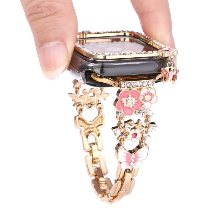For Apple Watch Series 6 / 5 / 4 & SE 44mm Tassel Flower Single Diamond Hollow PC Watch Shell(Gold) - Mega Discount Store LebanonLebanon