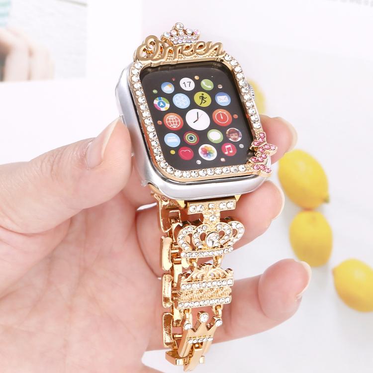 For Apple Watch Series 9 / 8 / 7 41mm Crown - style Single Diamond Hollow PC Watch Shell(Silver) - Mega Discount Store LebanonLebanon