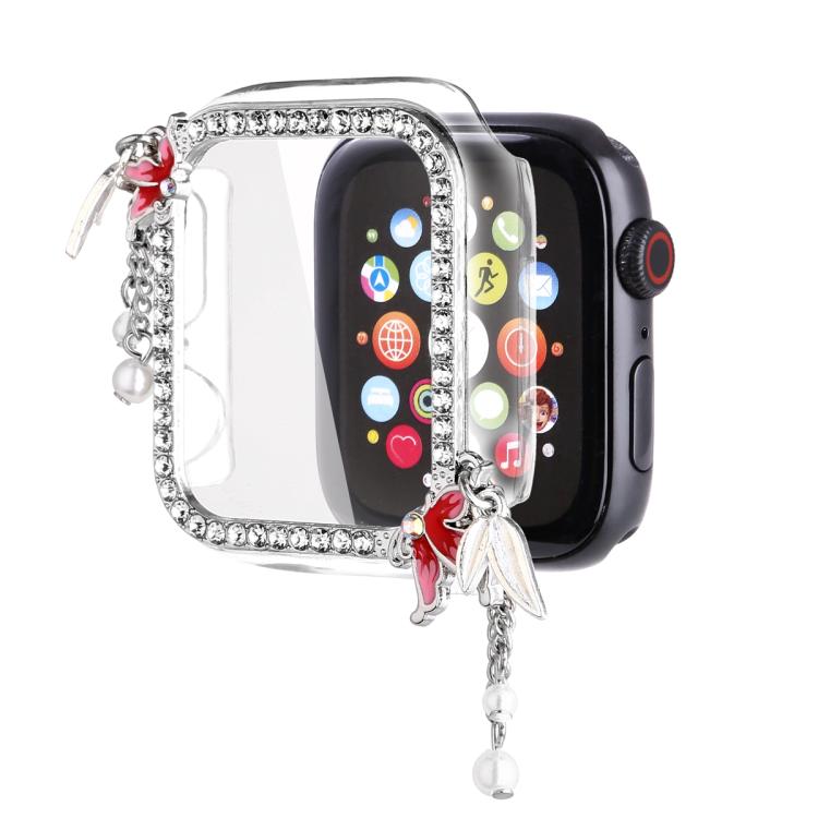 For Apple Watch Series 9 / 8 / 7 41mm Tassel Butterfly Single Diamond Hollow PC Watch Shell(Gold) - Mega Discount Store LebanonLebanon