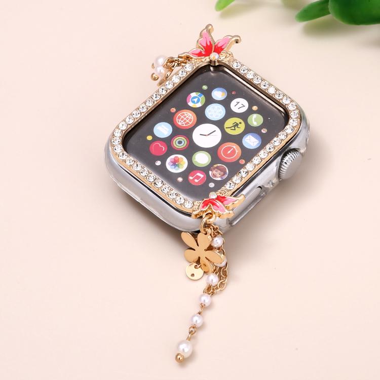 For Apple Watch Series 9 / 8 / 7 41mm Tassel Butterfly Single Diamond Hollow PC Watch Shell(Silver) - Mega Discount Store LebanonLebanon